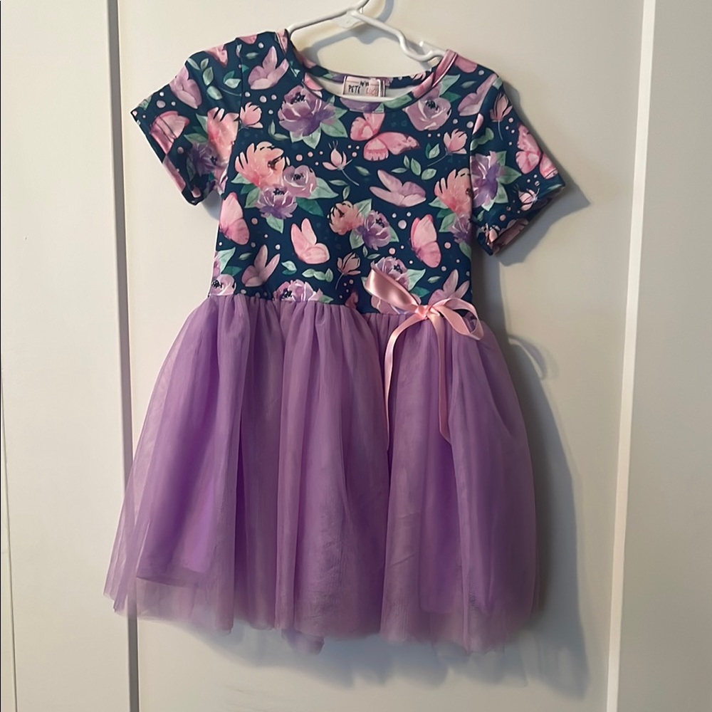 Floral and Tulle Purple Dress